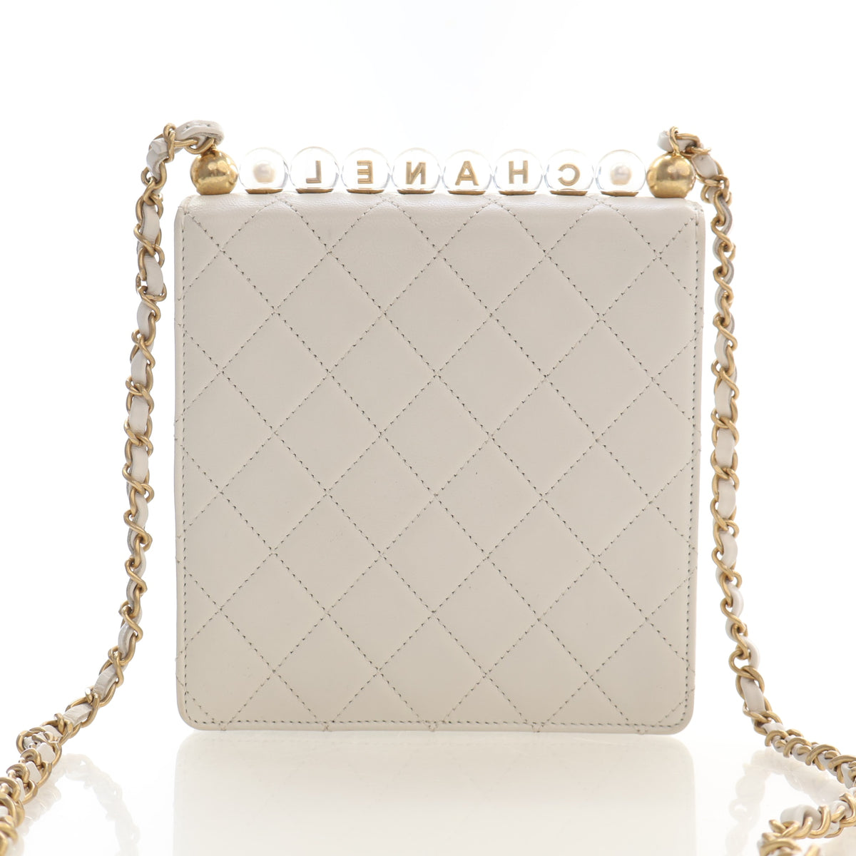 Pre-Owned Chanel Flap Bag Mini Lambskin Chic Pearls, front view, photo 13 of 19