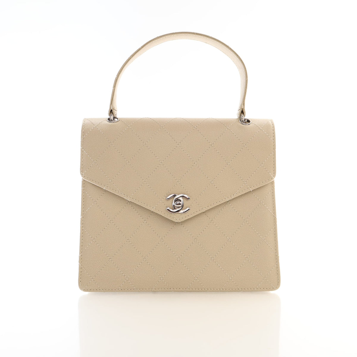 Vintage Chanel Top Handle Caviar Leather Kelly, front view, authenticated at Luxe Du Jour