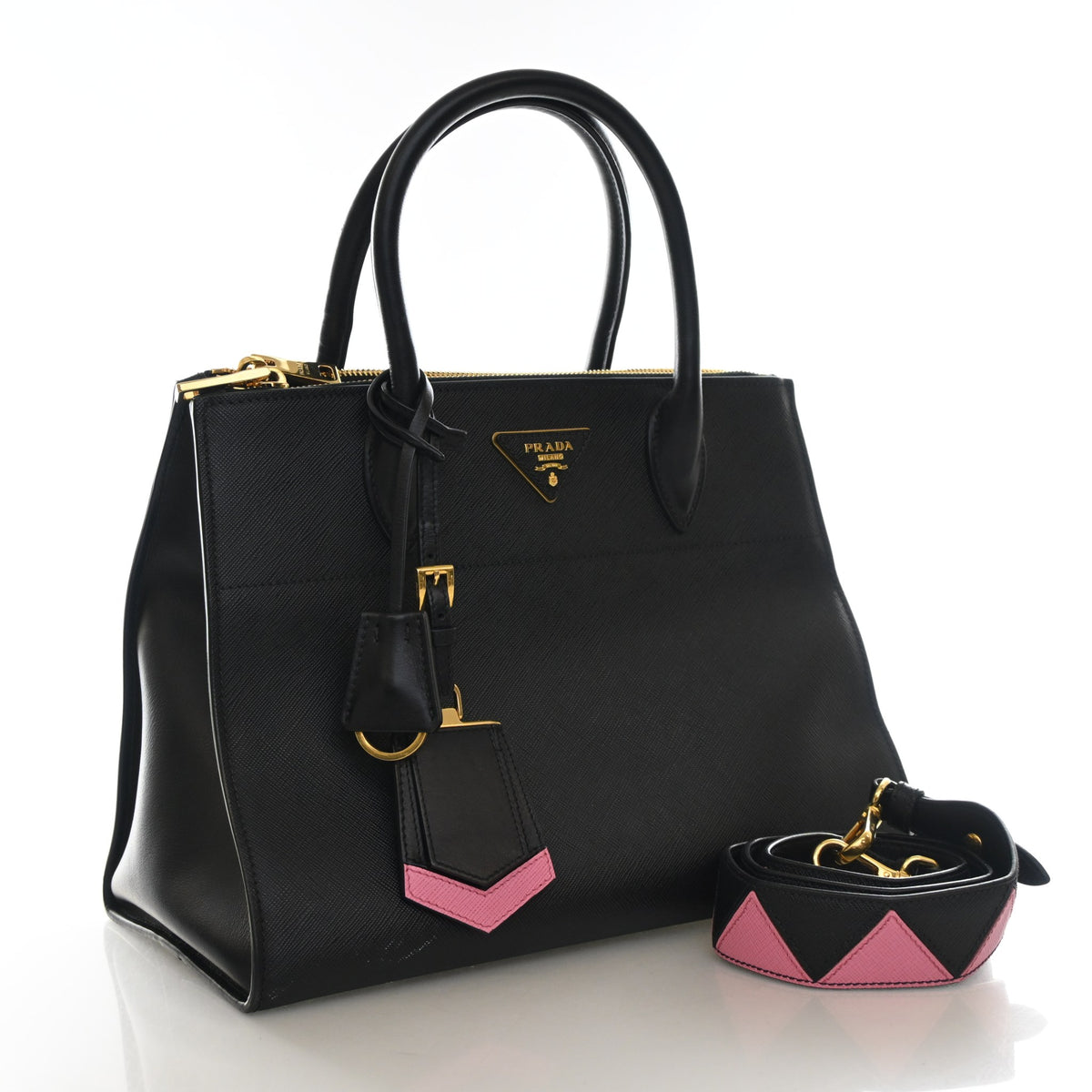 Pre-Owned Prada Tote Saffiano Greche Greca Pradigme, front view