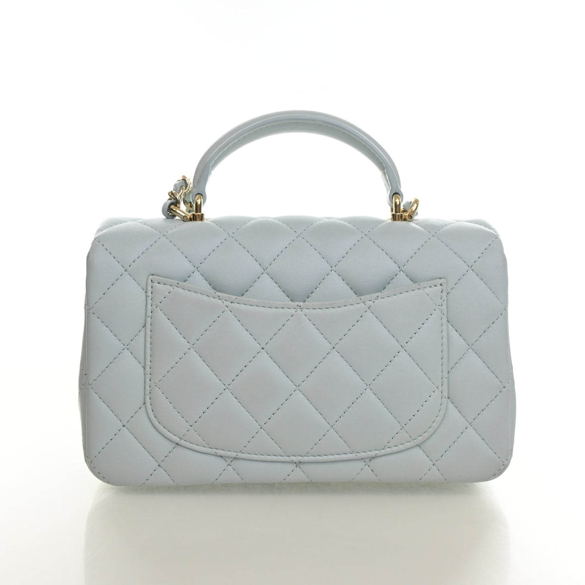 Pre-Owned Chanel Classic Flap Mini Lambskin Rectangular Top Handle Bag, back view