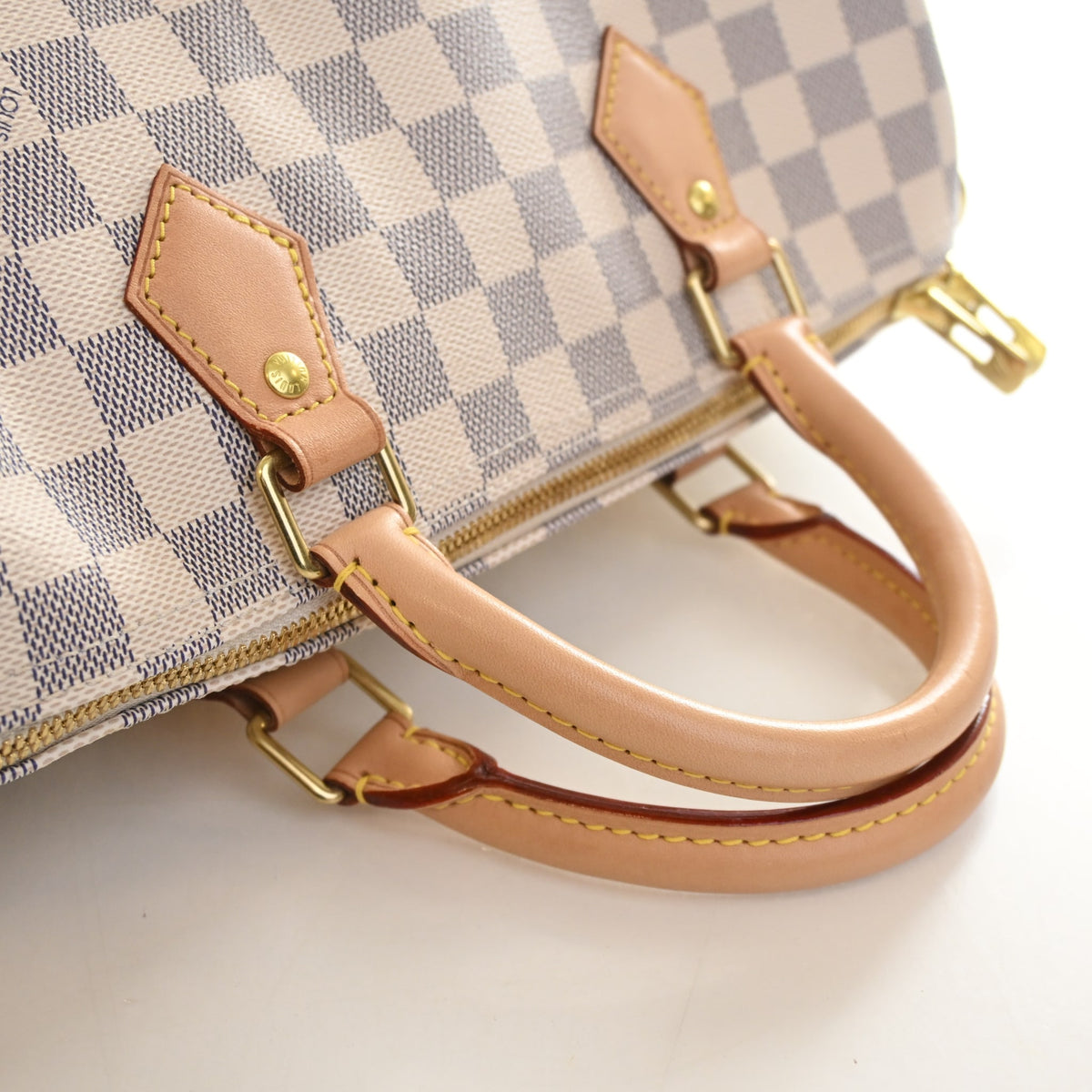 Pre-Owned Louis Vuitton Speedy Bandouliere 30 Damier Azur, side profile, photo 6 of 12