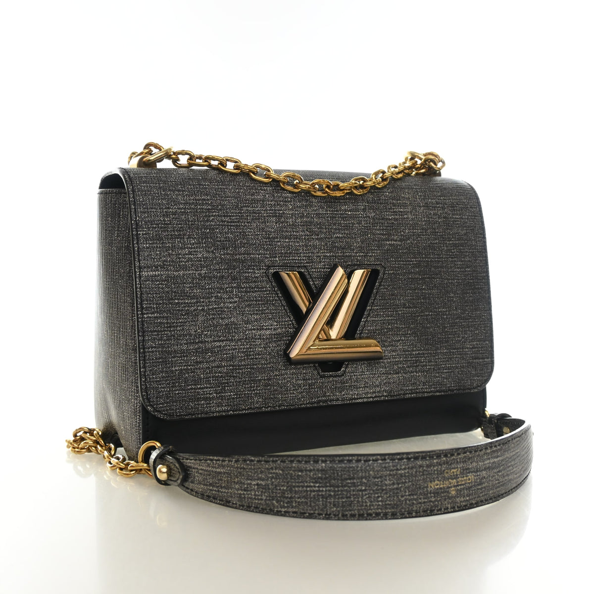 Pre-Owned Louis Vuitton MM Epi LV Twist, three-quarter view, authenticated at Luxe Du Jour