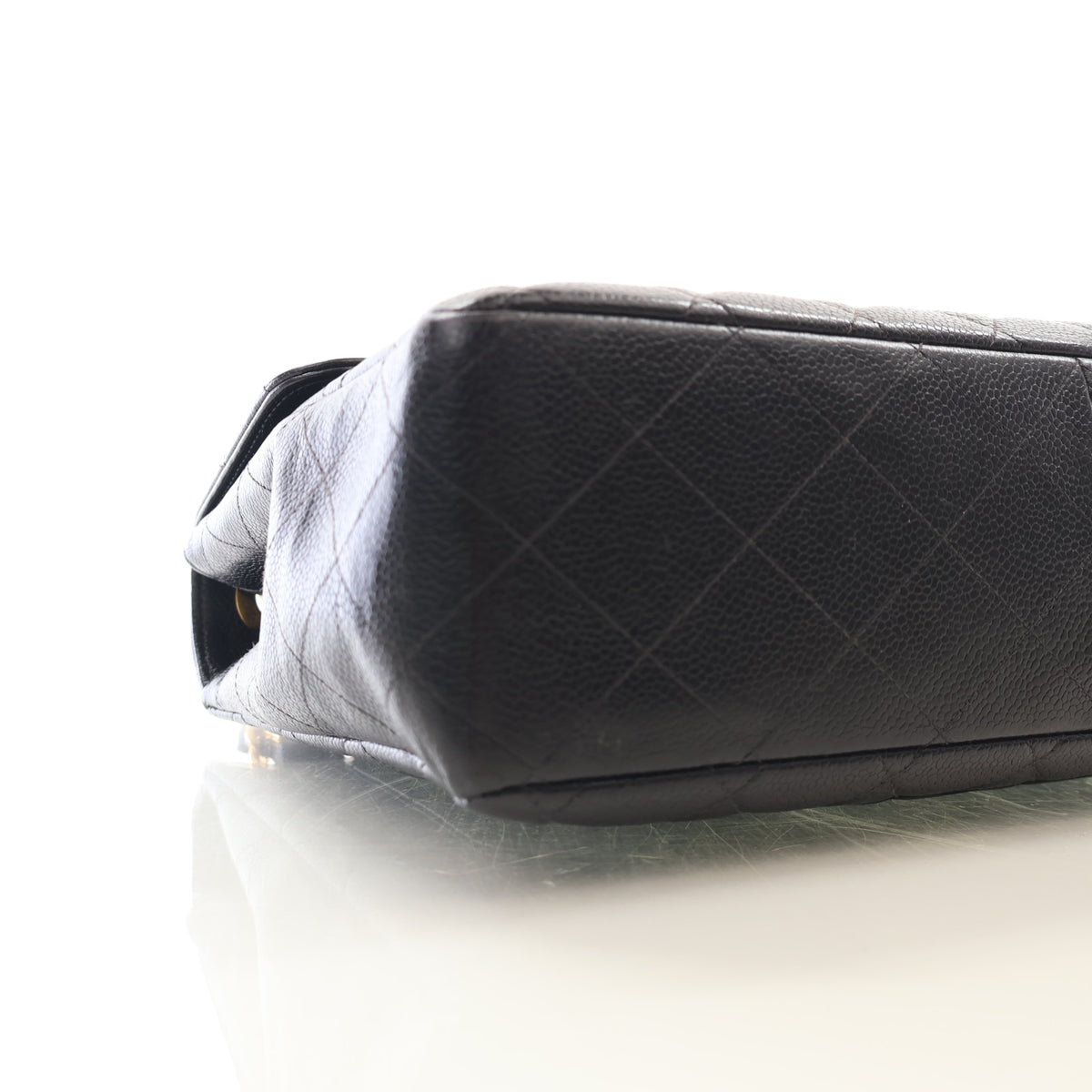 Vintage Chanel Flap Bag Jumbo Caviar Leather Classic Single, base view