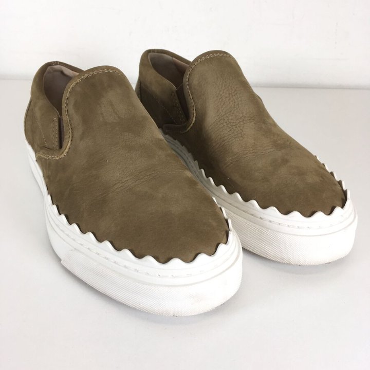 Chloe Suede Lauren Slip Ons, Sz 38
