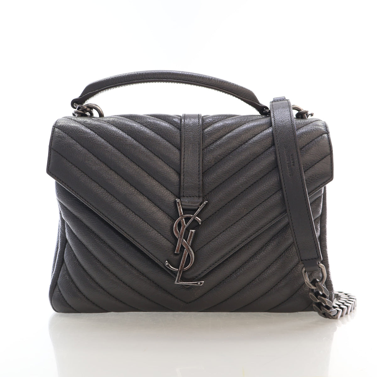 Saint Laurent Medium Calfskin Chevron College Bag, photo 1 of 19