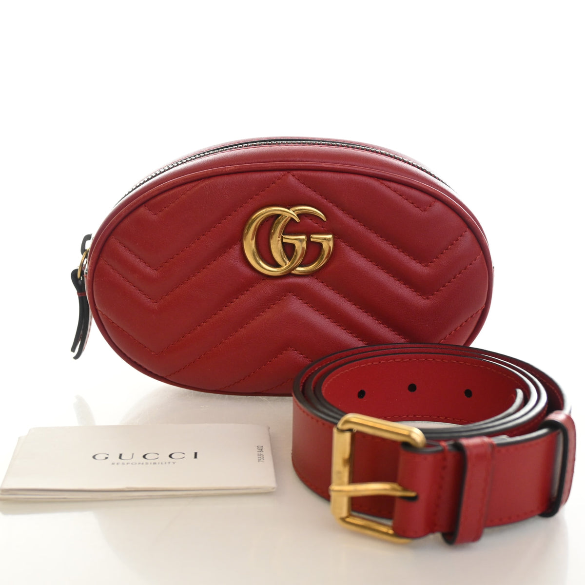 Pre-Owned Gucci Belt Bag Calfskin Marmont, flat lay, photo 17 of 17