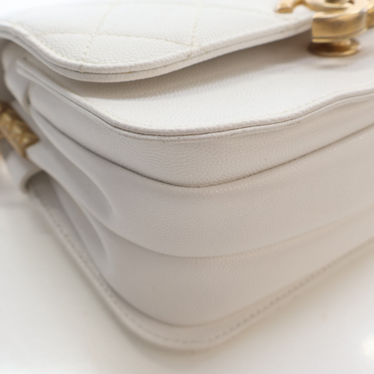 Pre-Owned Chanel Flap Bag Mini Caviar Leather Chain Melody, side view