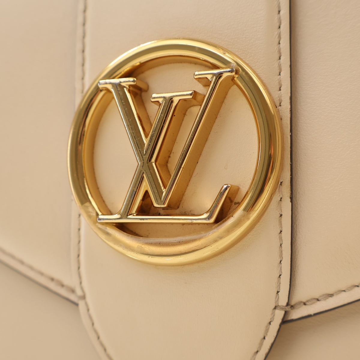 Pre-Owned Louis Vuitton Calfskin LV Pont 9, gold embossed logo detail