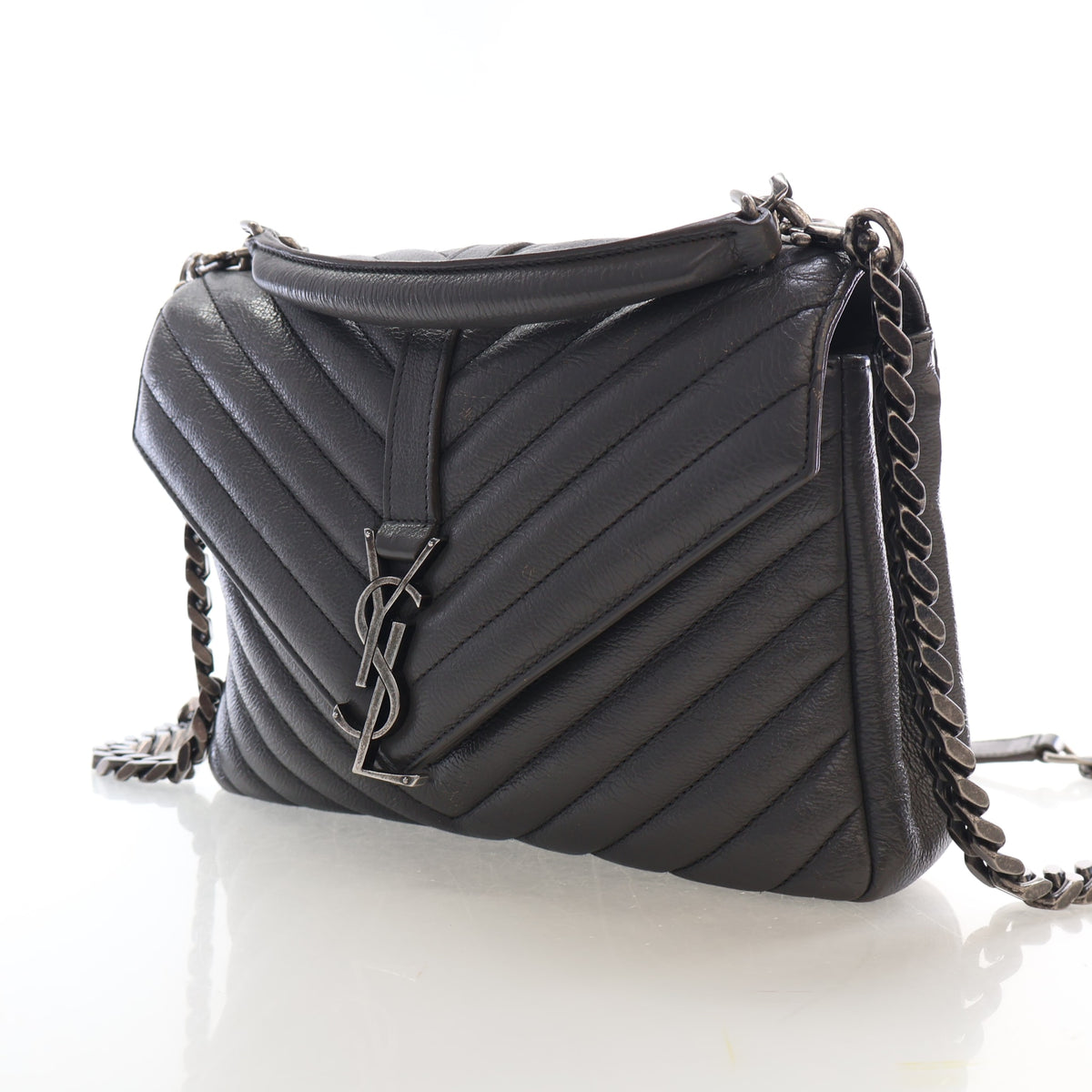 Saint Laurent Medium Calfskin Chevron College Bag, photo 3 of 19