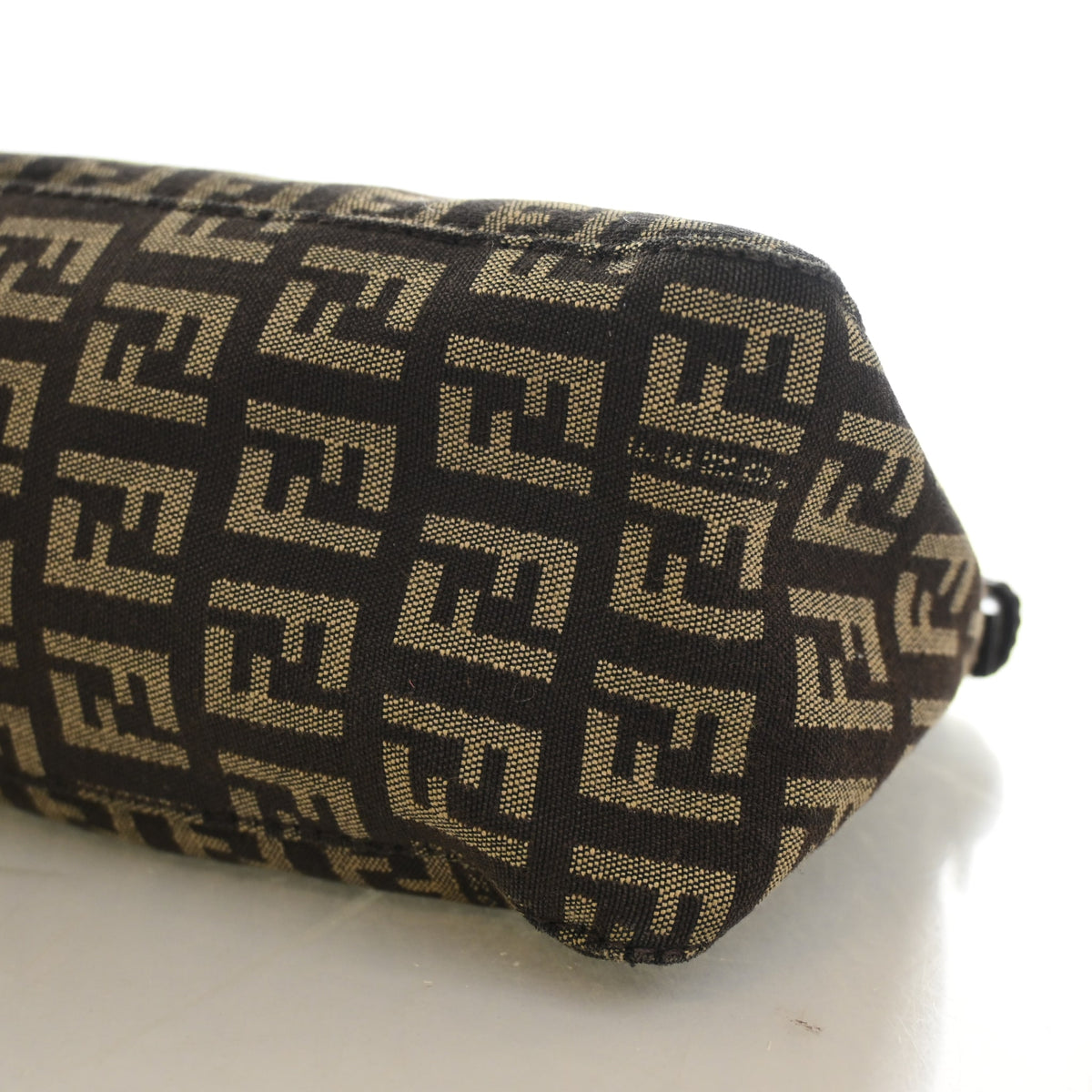 Pre-Owned Fendi Pochette Monogram Zucchino, base and feet view, photo 7 of 12