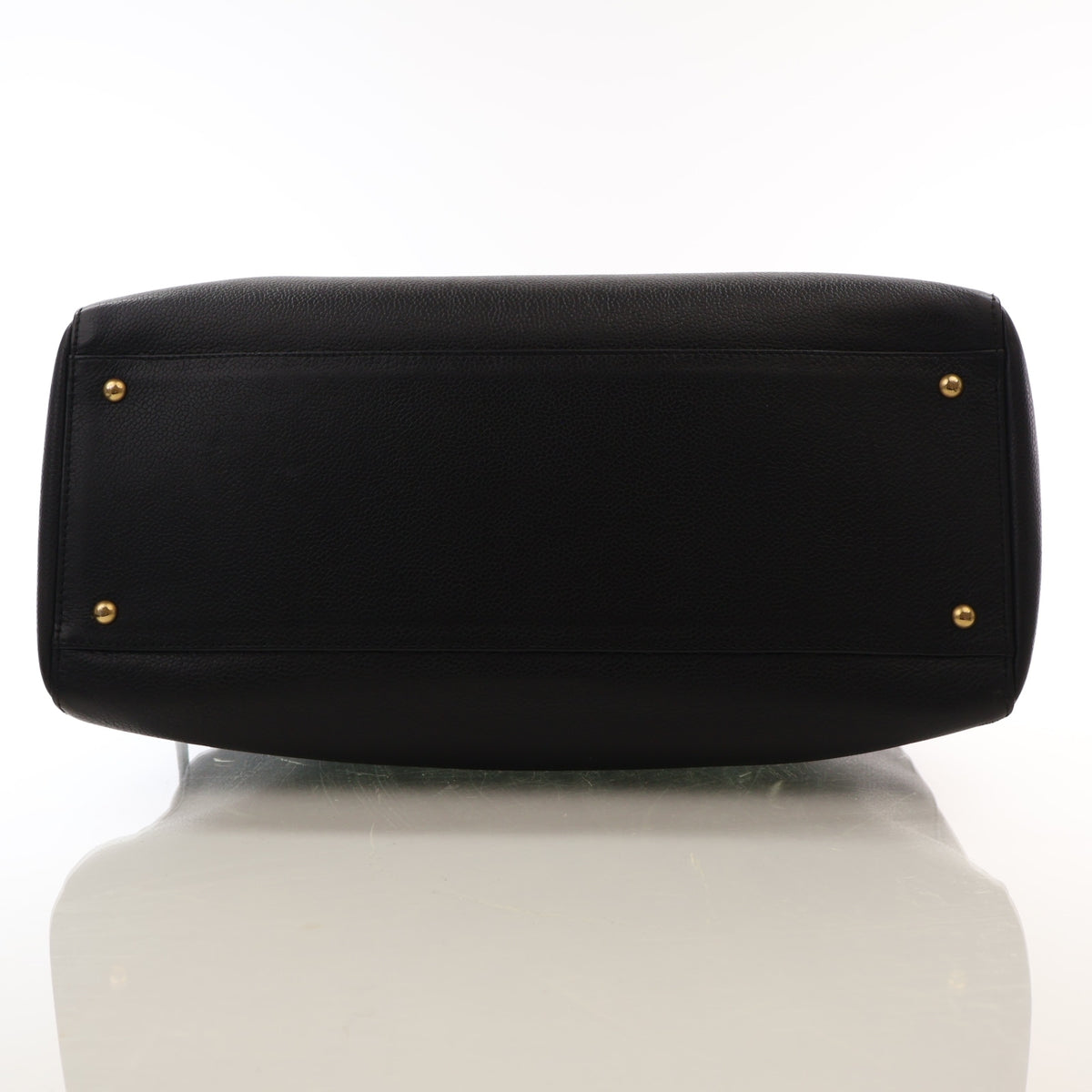 Vintage Chanel Caviar Leather Bowling Bag, base and feet view, photo 9 of 16