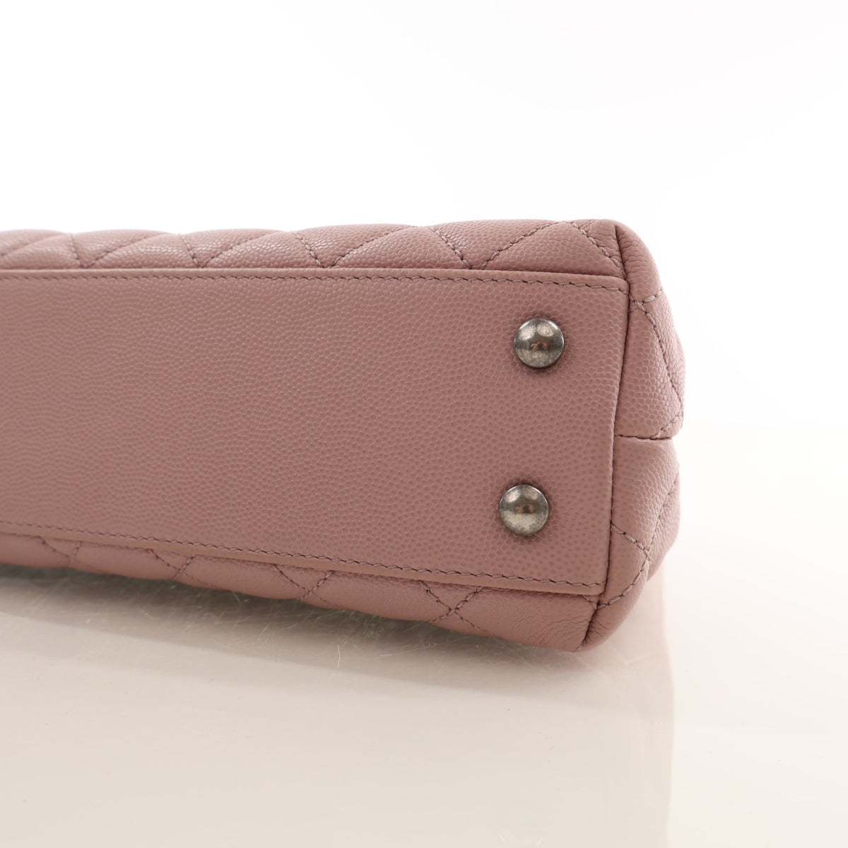 Pre-Owned Chanel Coco Handle Mini Caviar Leather Bag, base and feet view, photo 8 of 16