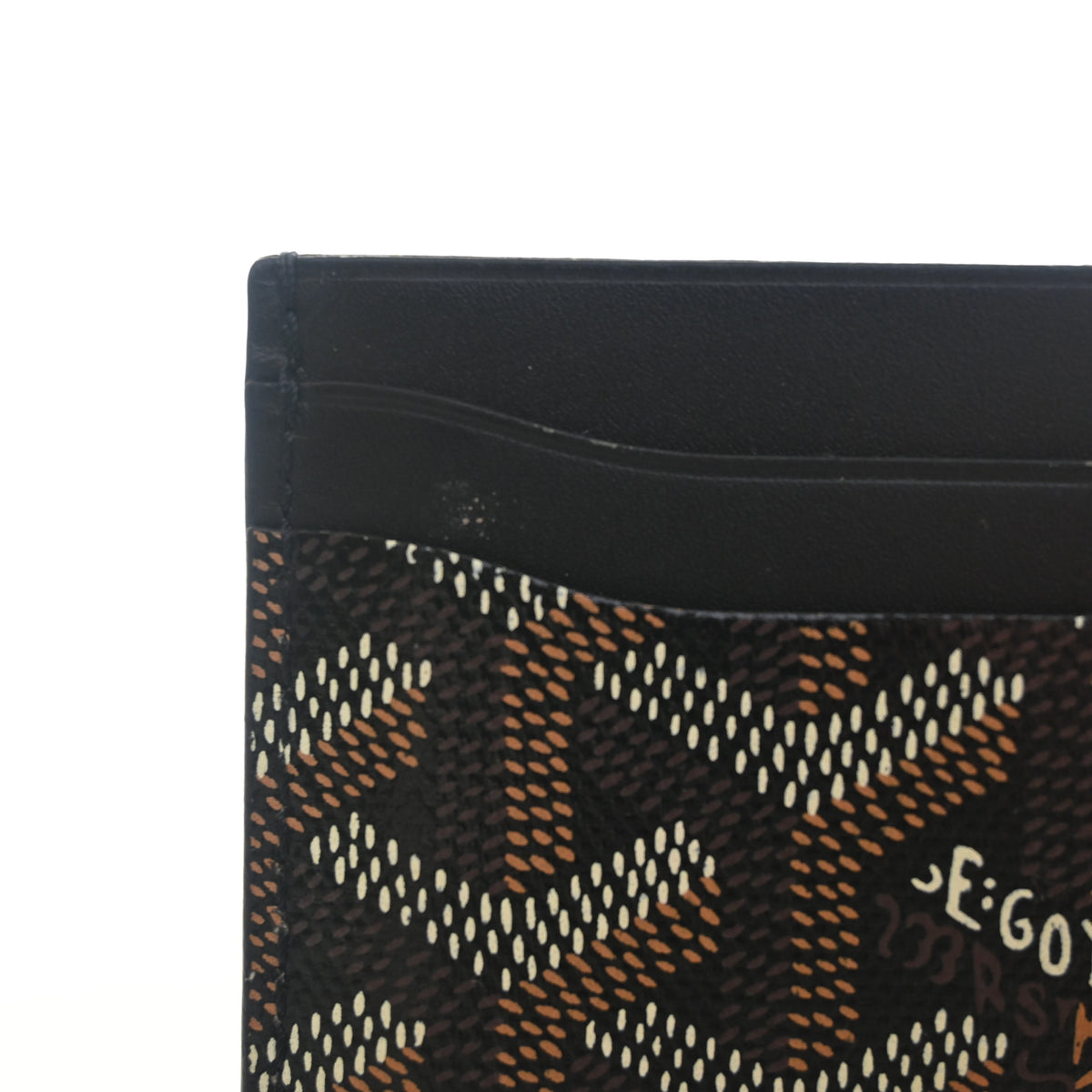 Pre-Owned Goyard Card Holder Goyardine St Sulpice, logo detail, photo 13 of 14