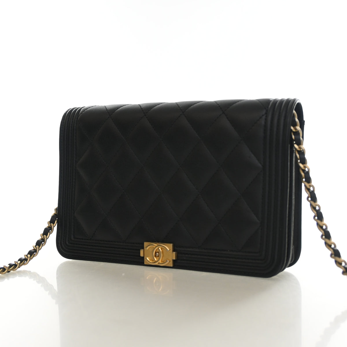 Pre-Owned Chanel Wallet On Chain Lambskin Boy WOC, front view, photo 3 of 16
