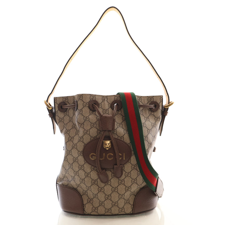 Gucci GG Supreme Monogram Neo Vintage Drawstring Bucket Backpack