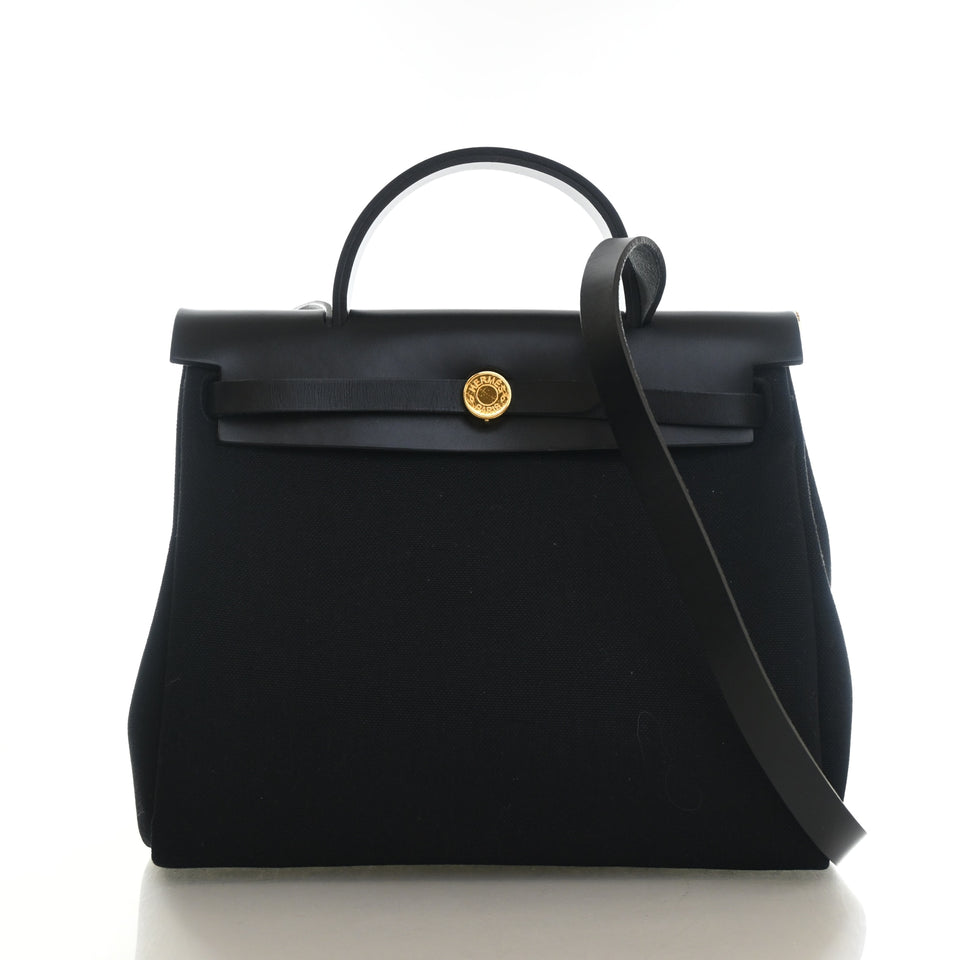 Hermes Noir Toile Herbag Zip 31