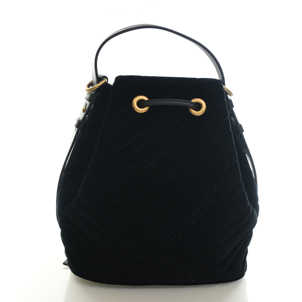 Pre-Owned Gucci Bucket Bag Velvet GG Marmont, front view