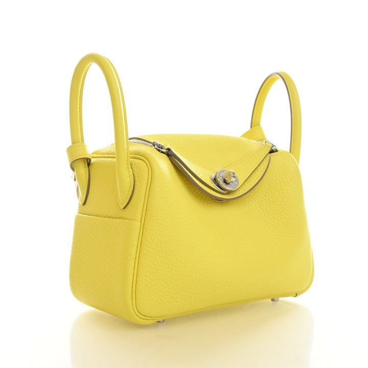 Hermes Lime Clemence Mini Lindy 20