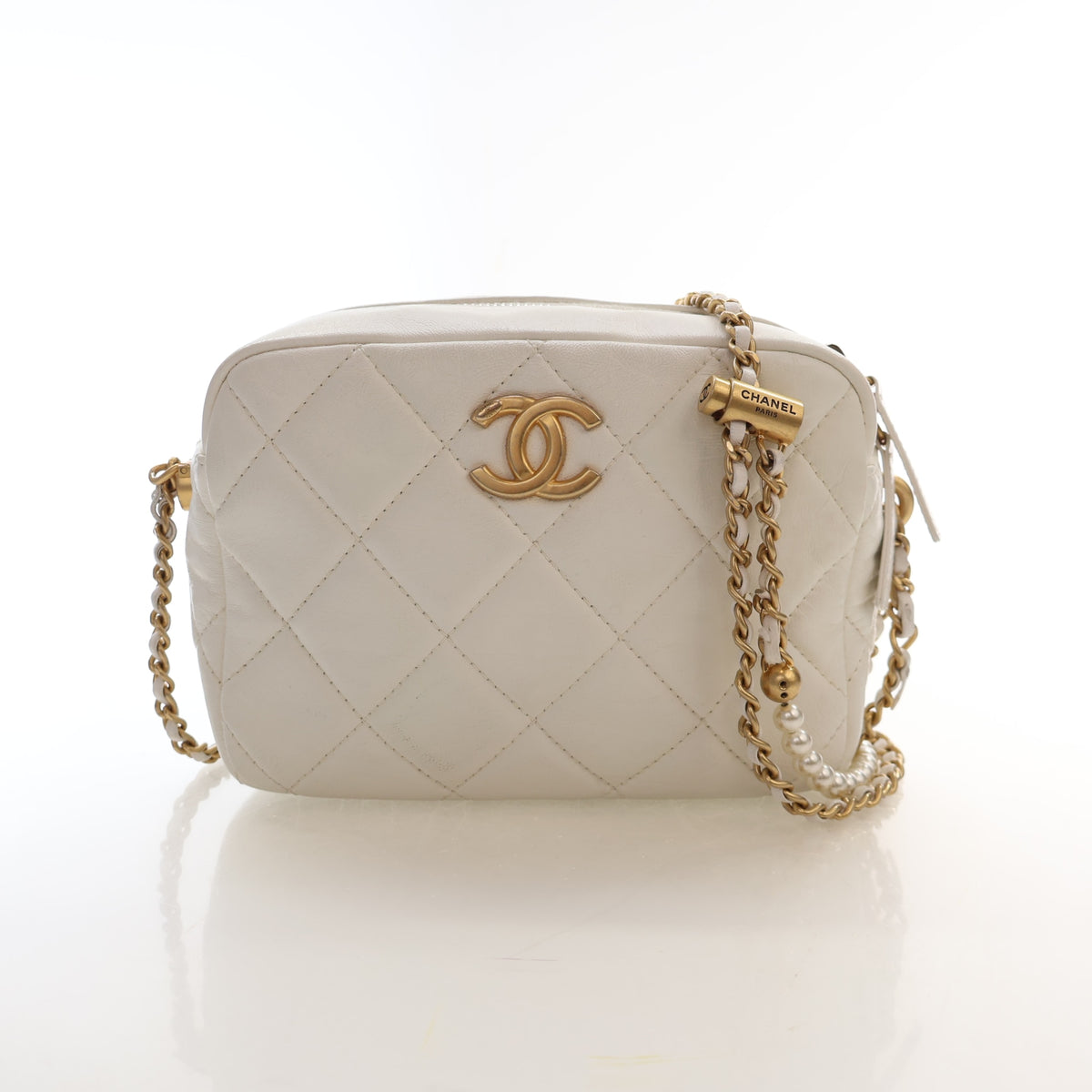 Pre-Owned Chanel Case Mini Lambskin My Perfect Camera, front view, authenticated at Luxe Du Jour