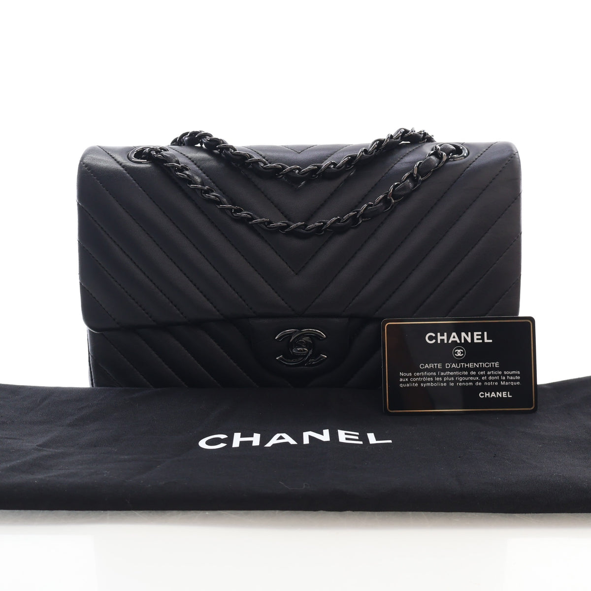 Chanel Medium Lambskin Chevron So Black Double Flap Bag, photo 17 of 17