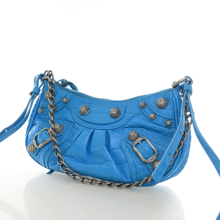 Balenciaga Mini Crocodile Embossed Arena Crystal Le Cagole