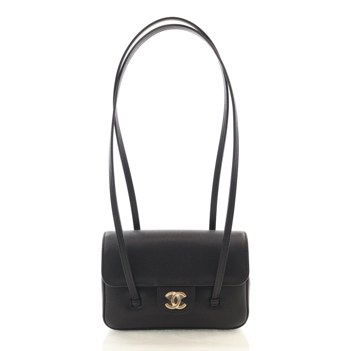 Pre-Owned Chanel Flap Bag Mini Caviar Leather Preppy Coco, front view