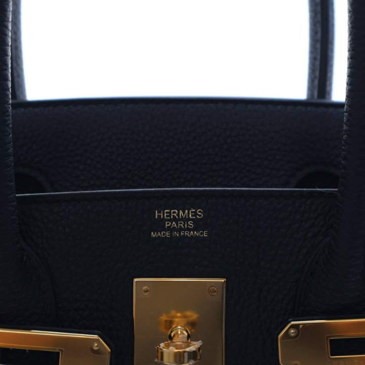 Pre-Owned Hermès Birkin 30 Noir Togo Leather, gold embossed logo detail