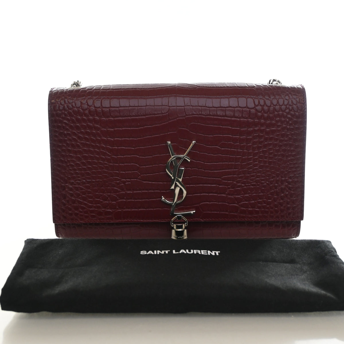 Saint Laurent Medium Crocodile Embossed Leather Kate Tassle Bag, photo 13 of 13
