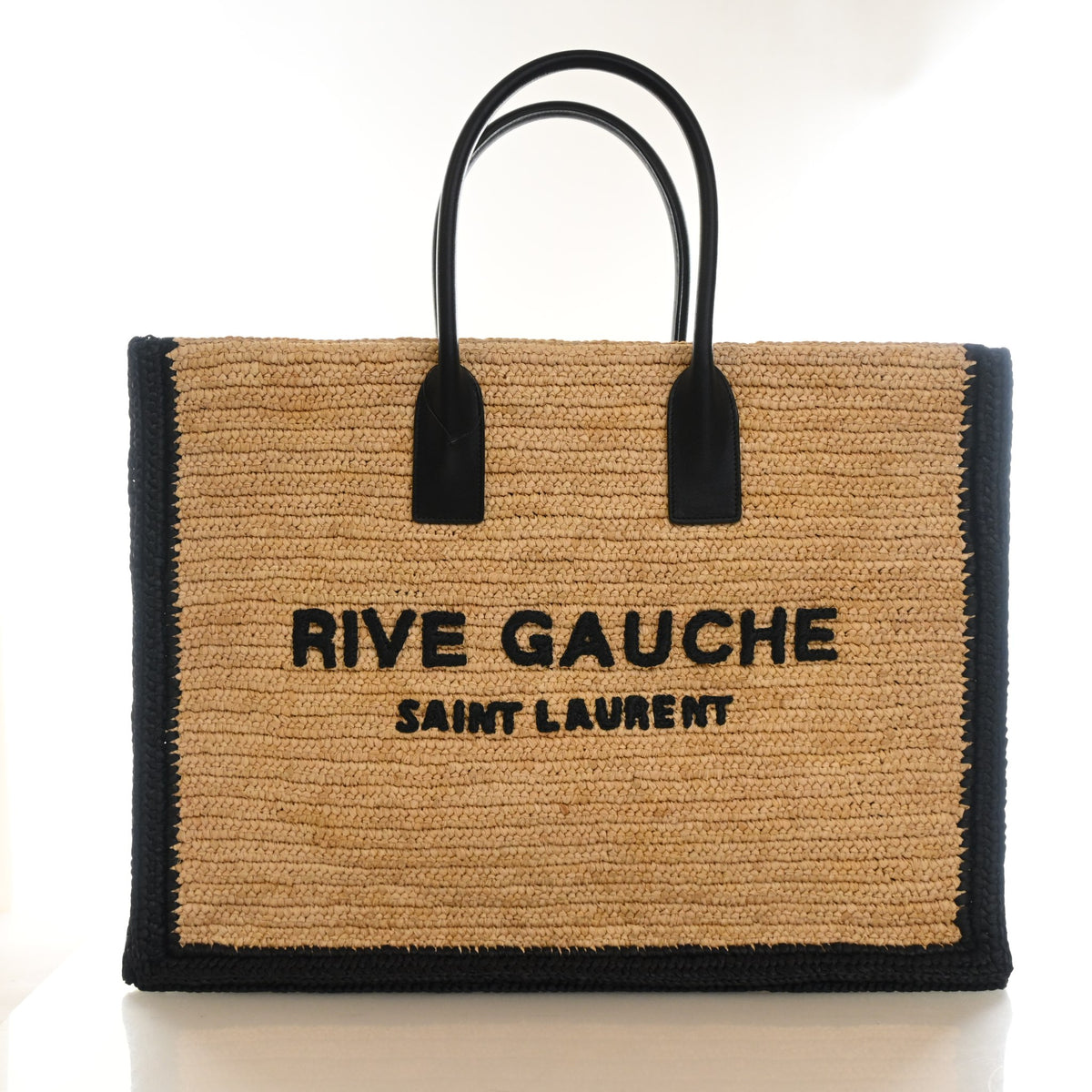 Pre-Owned Saint Laurent Tote Large Raffia Rive Gauche, front view
