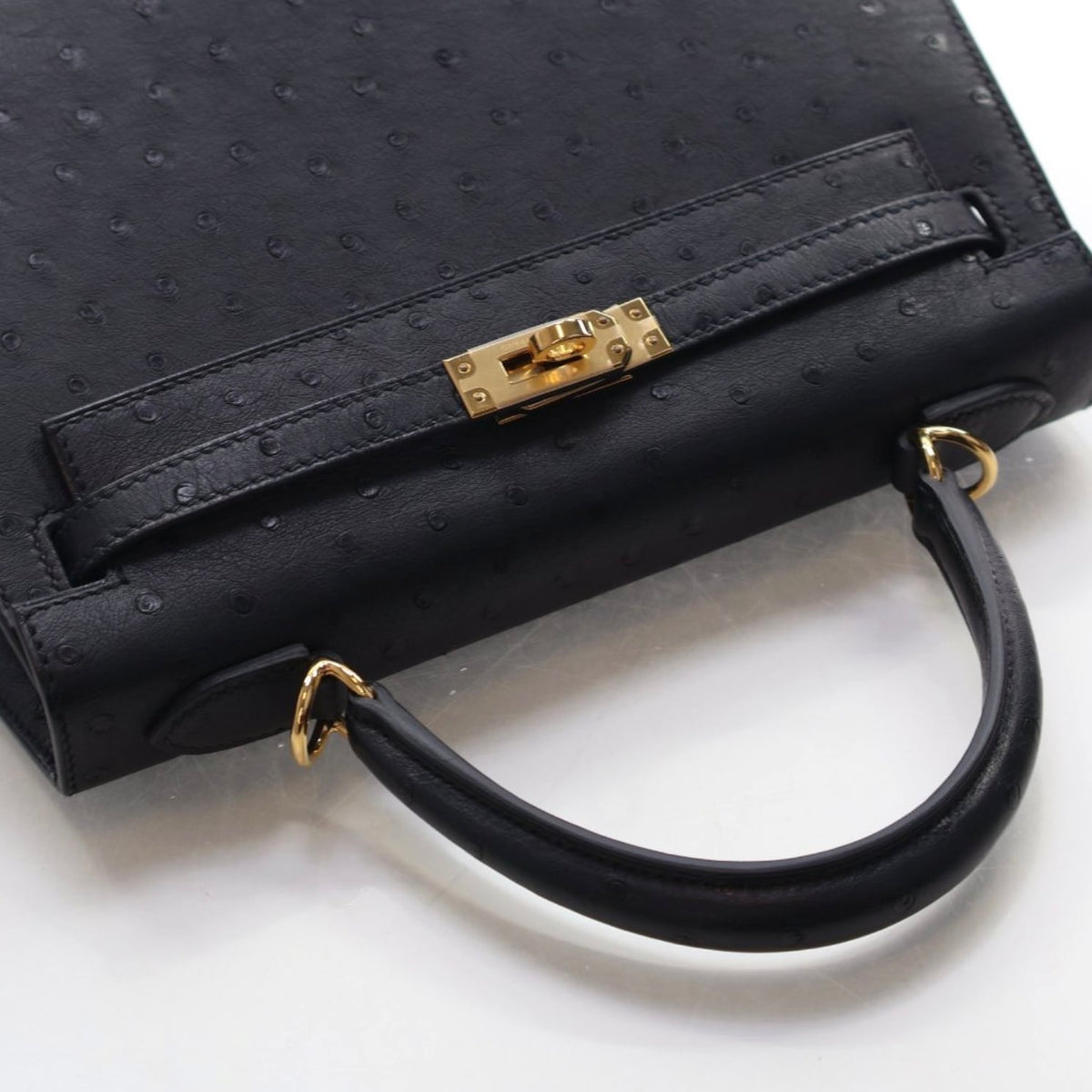 Hermes Noir Ostrich Sellier Kelly 25, photo 10 of 18