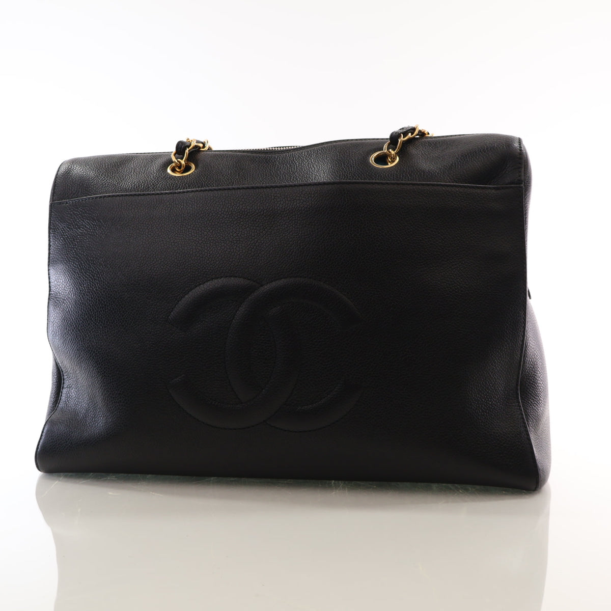 Vintage Chanel Caviar Leather Bowling Bag, front view, photo 3 of 16