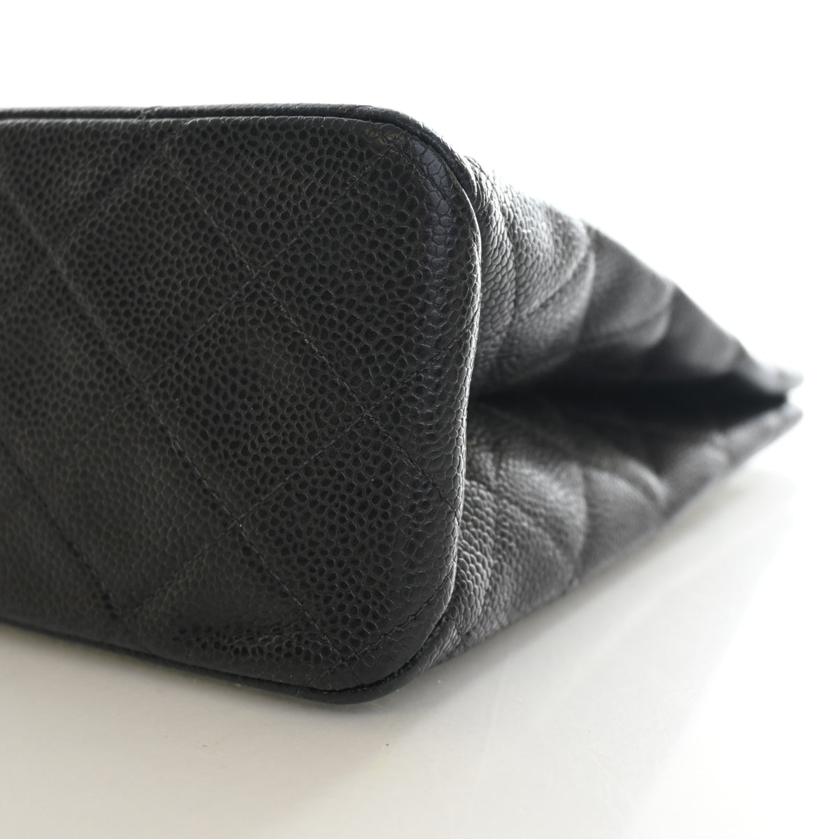 Vintage Chanel Tote Bag Caviar Leather Bucket, base and feet view, photo 8 of 13