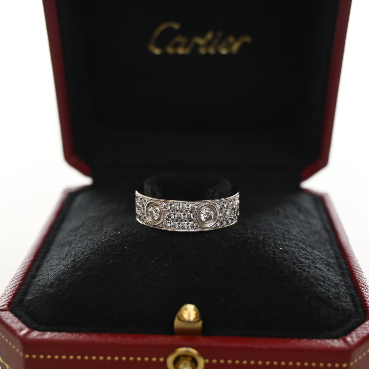 Cartier 18K White Gold Classic Model Pave Love Ring Sz 57, photo 2 of 8