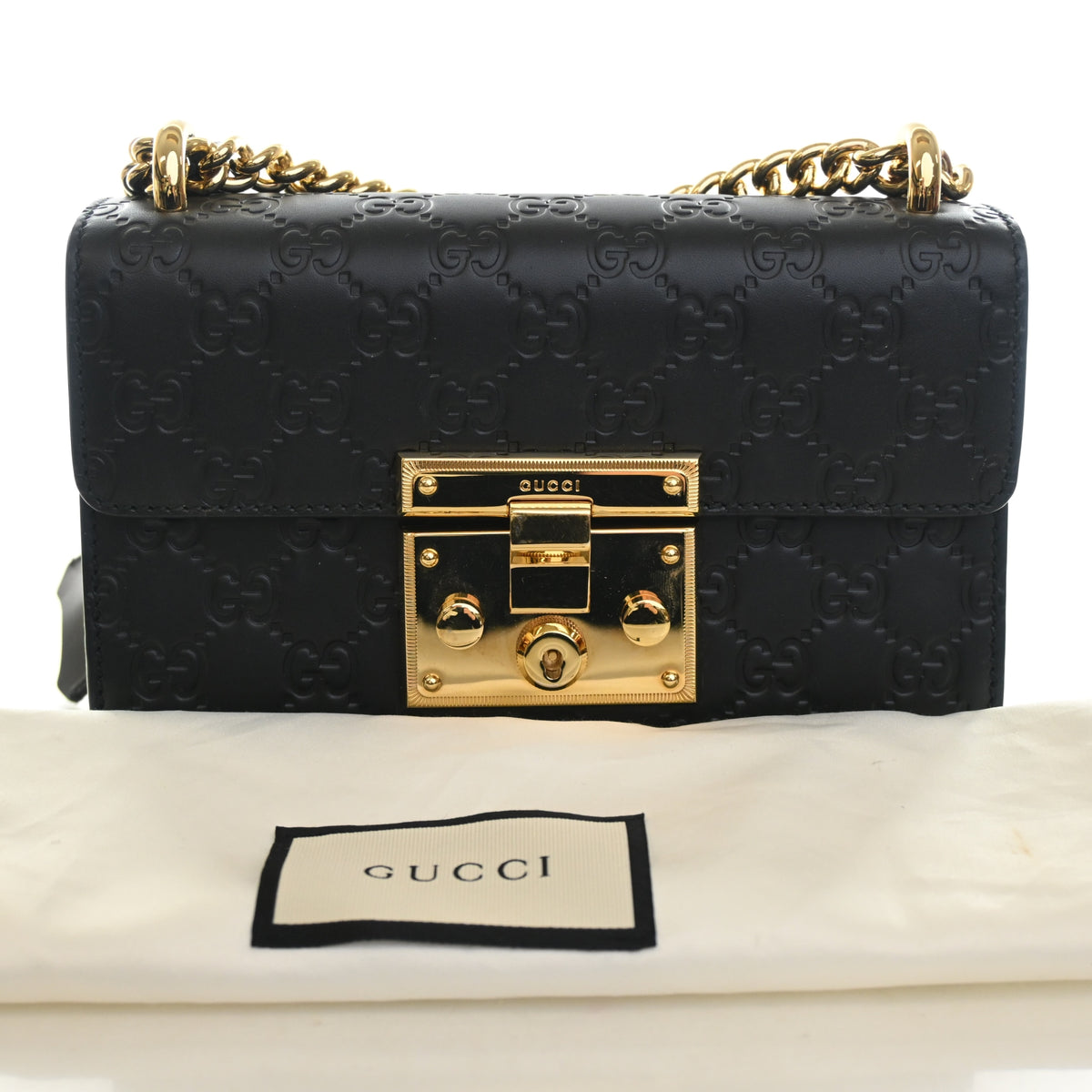 Pre-Owned Gucci Shoulder Bag Small Guccissima Padlock, front view