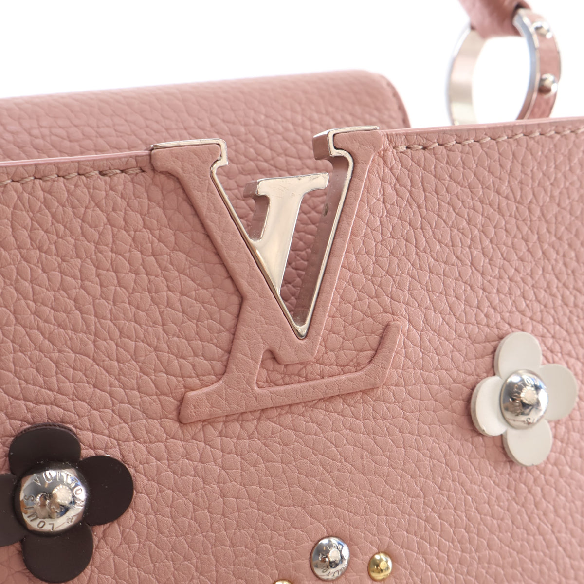 Pre-Owned Louis Vuitton Mechanical Flowers Taurillon Capucines BB, logo detail