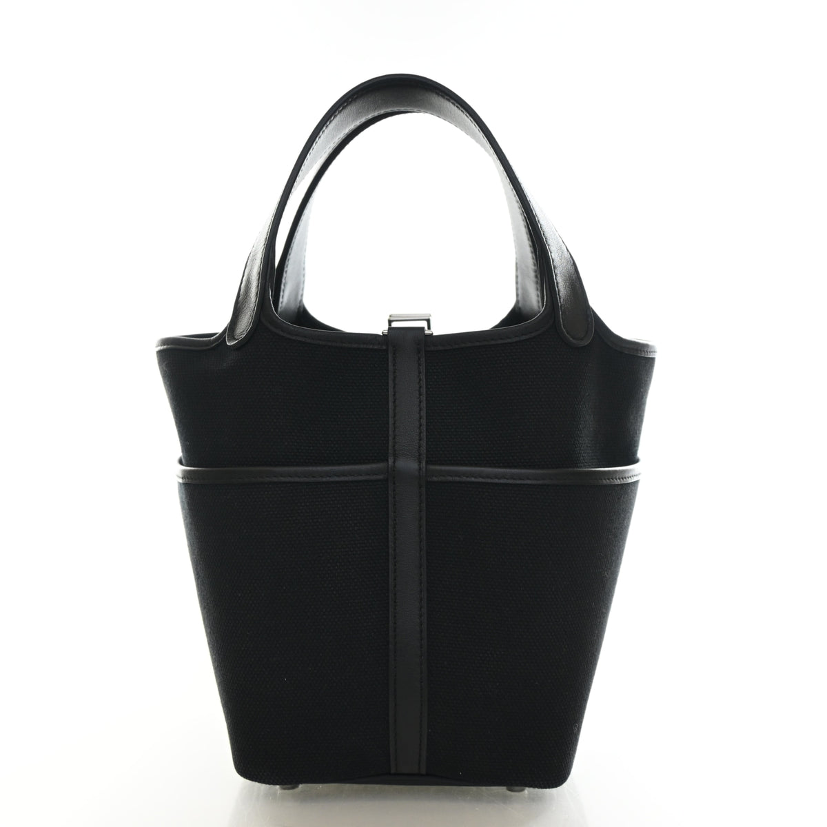 Pre-Owned Hermès Picotin Lock 18 Noir Toile Goeland Cargo, front view
