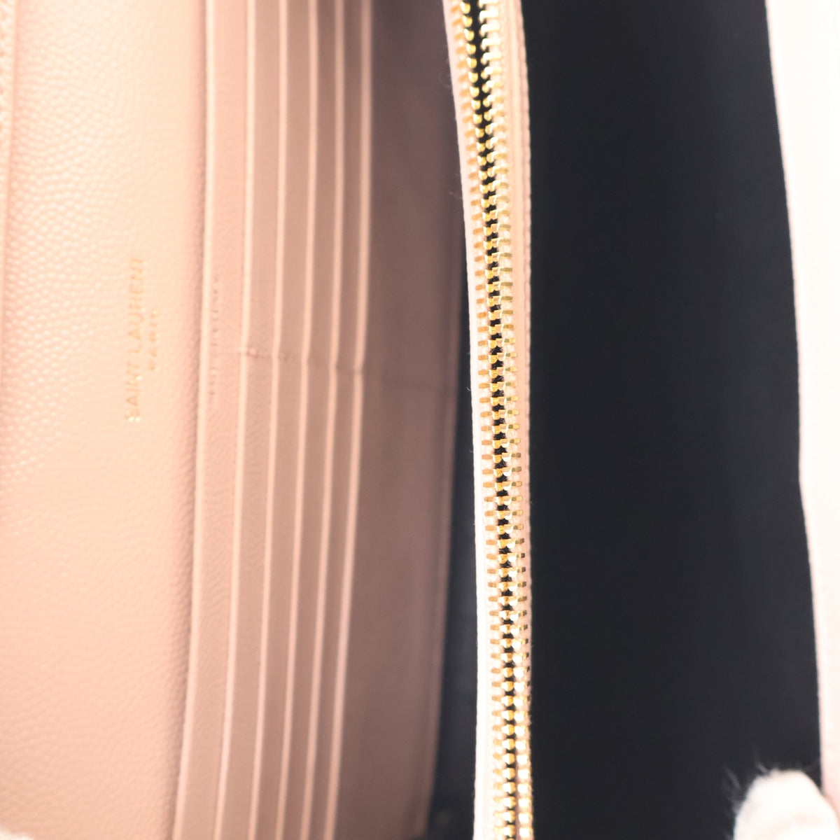 Pre-Owned Saint Laurent Chain Wallet Calfskin Cassandre Envelope, open interior with lining, photo 16 of 19