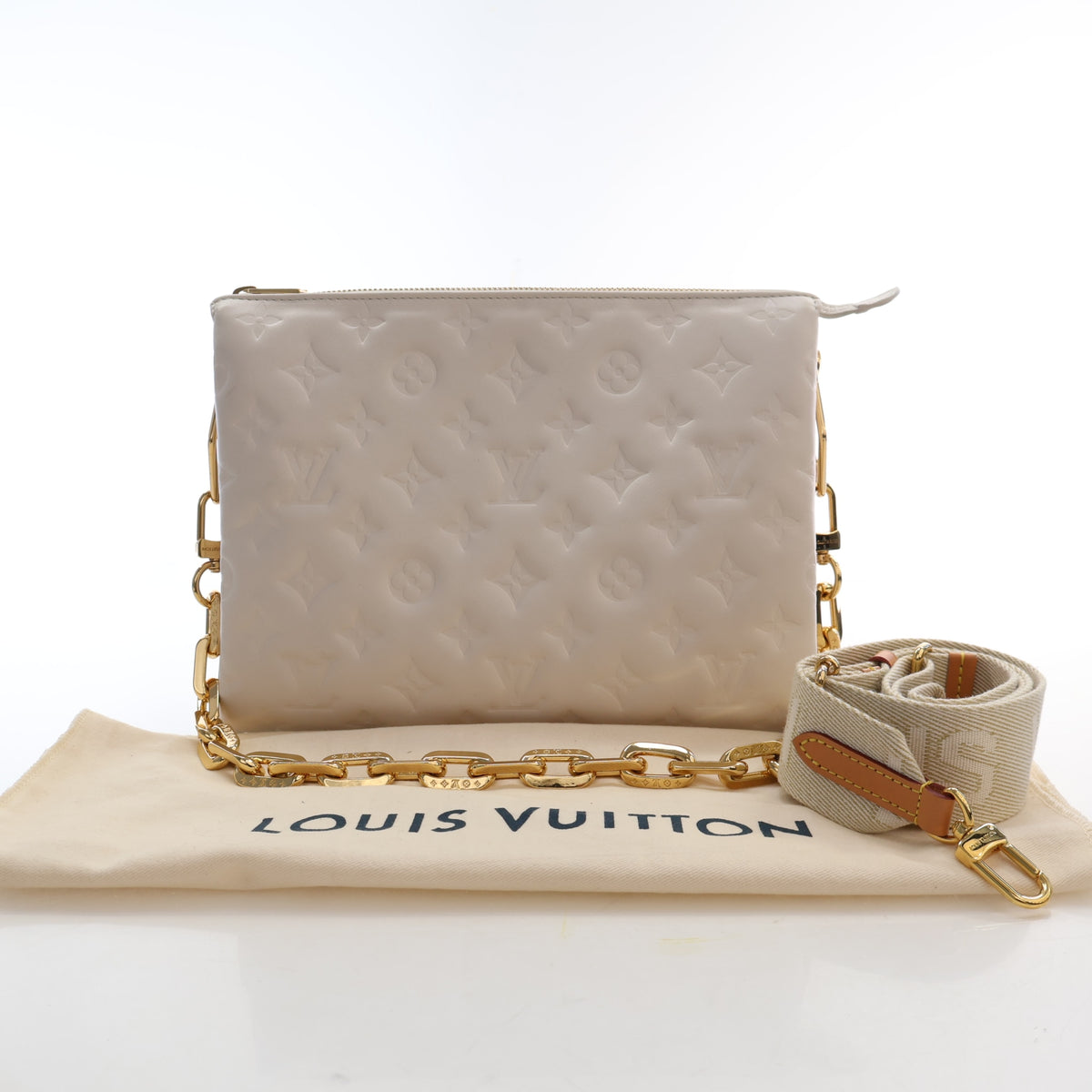 Pre-Owned Louis Vuitton PM Lambskin Monogram Coussin, flat lay, photo 18 of 18