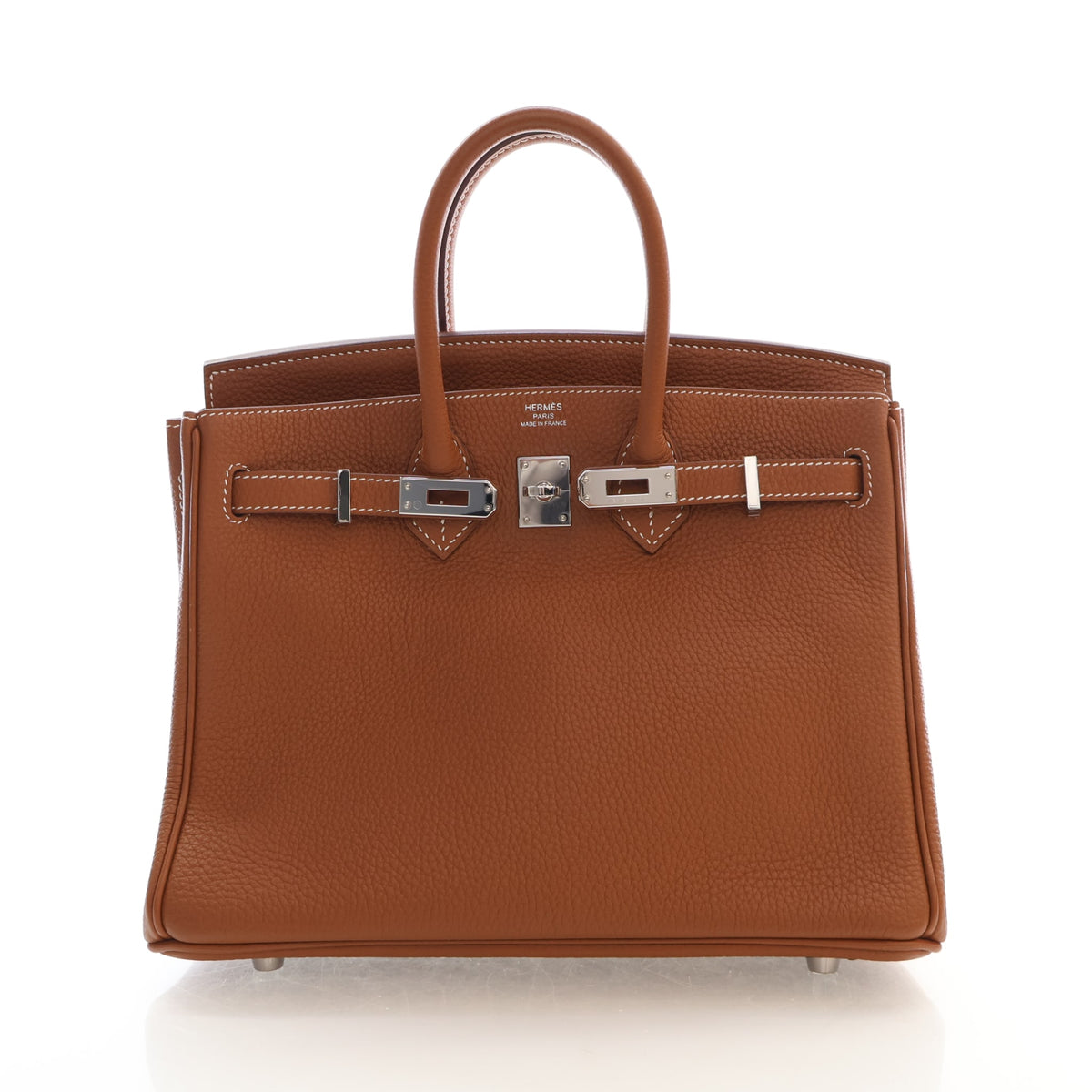 Pre-Owned Hermès Birkin 25 Gold Togo Leather, front view, photo 2 of 21