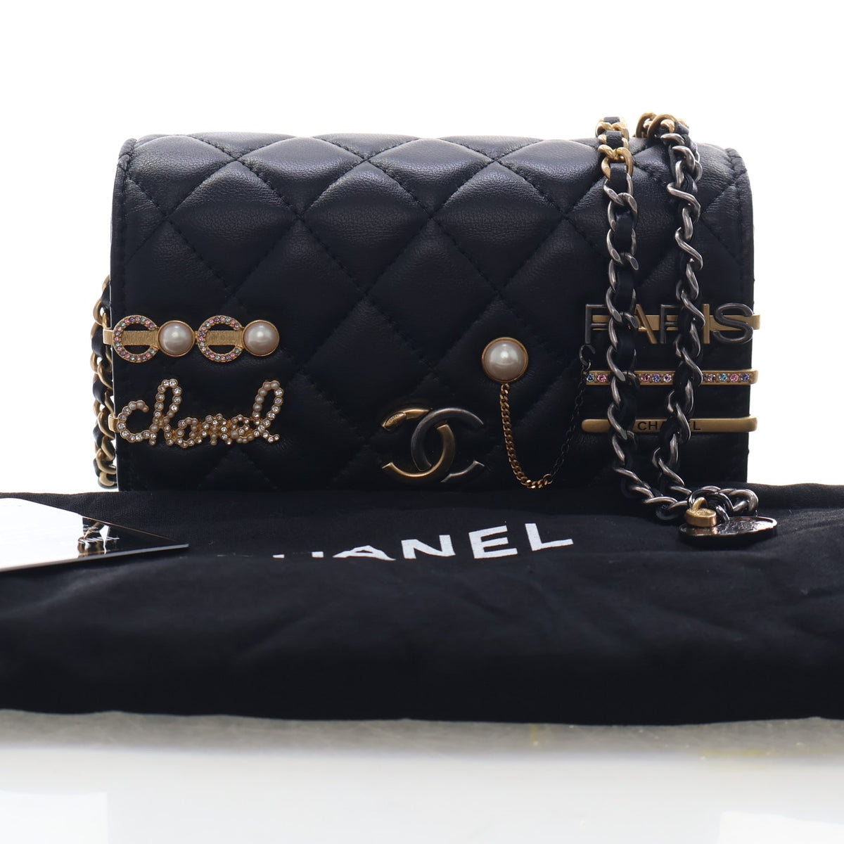 Pre-Owned Chanel Wallet On Chain Mini Lambskin Coco Clips, front view