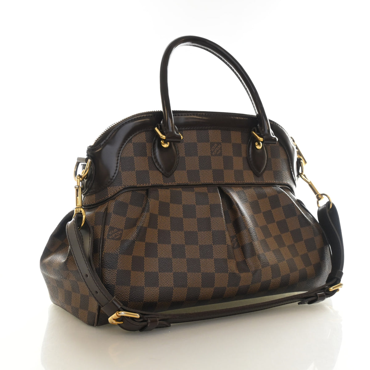 Vintage Louis Vuitton PM Damier Ebene Trevi, three-quarter view, authenticated at Luxe Du Jour