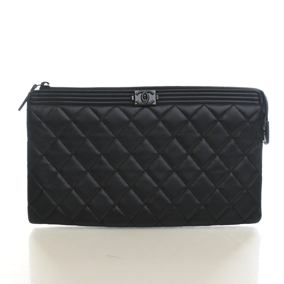 Chanel Lambskin Boy Zipped Pouch