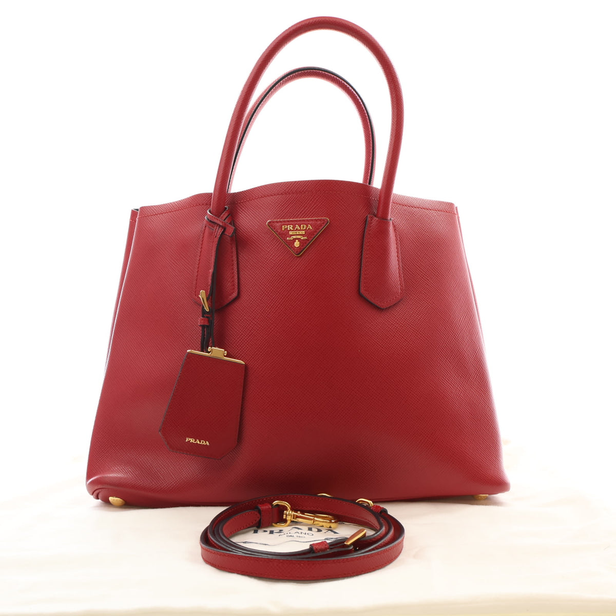 Pre-Owned Prada Tote Bag Medium Saffiano Lux Double, front view, photo 18 of 18