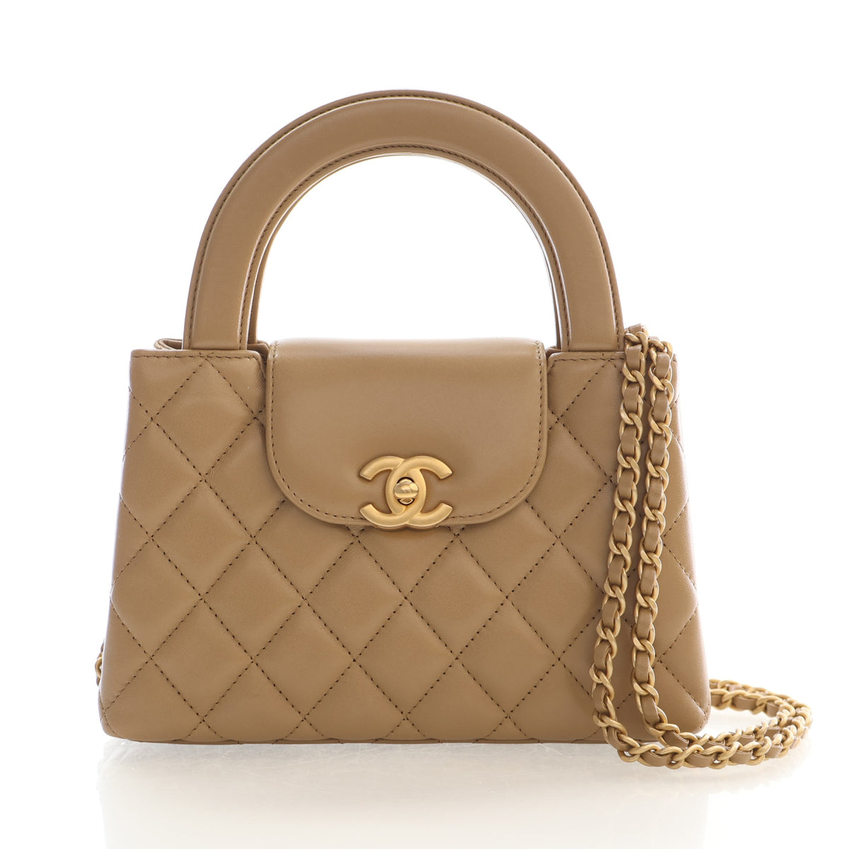 Pre-Owned Chanel Kelly Nano Lambskin Shopper, front view, authenticated at Luxe Du Jour