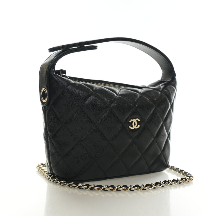 Chanel Mini Caviar Hobo Clutch With Chain