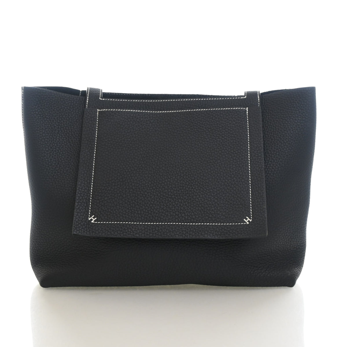 Pre-Owned Hermès 31 Noir Clemence Leather Cabasellier, front view, photo 10 of 11