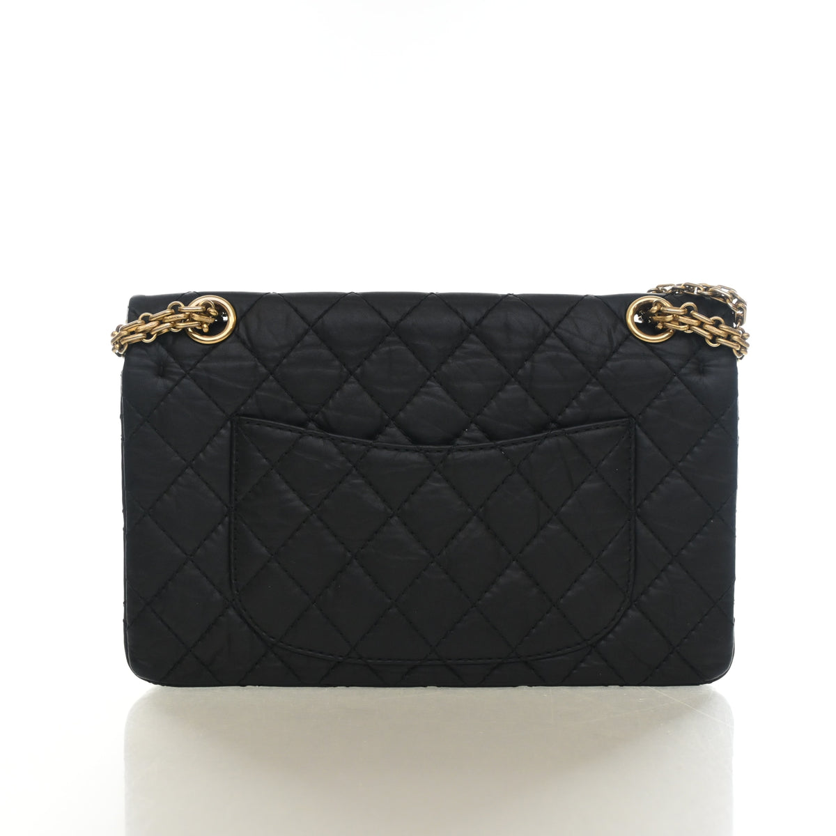 Pre-Owned Chanel Flap Bag 225 Aged Calfskin Reissue 2.55, back view