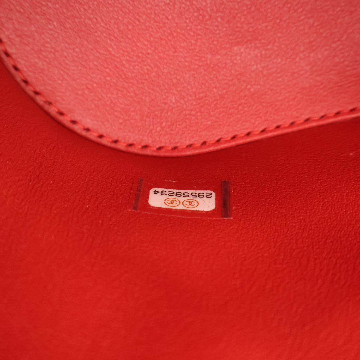 Pre-Owned Chanel Vanity Case Small Lambskin Trendy CC Top Handle With Chain, interior label and date code