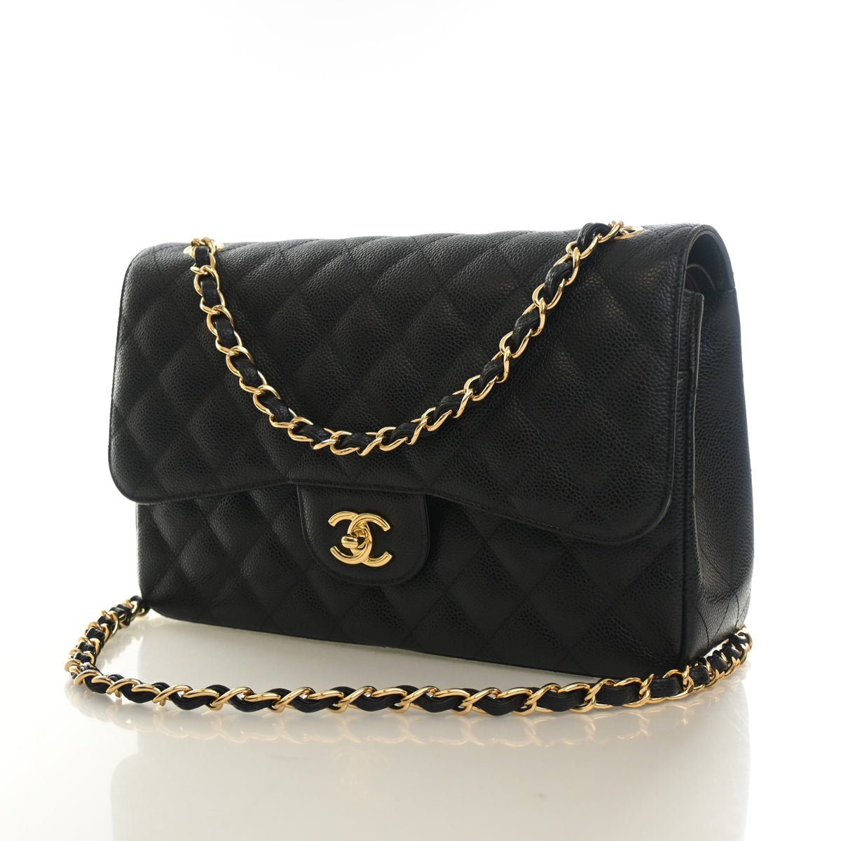 Pre-Owned Chanel Classic Double Flap Jumbo Caviar Leather Bag, photo 3 of 14