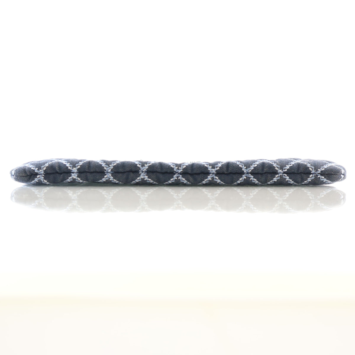Pre-Owned Chanel Clutch Medium Denim Fringe O Case, side profile, photo 9 of 15